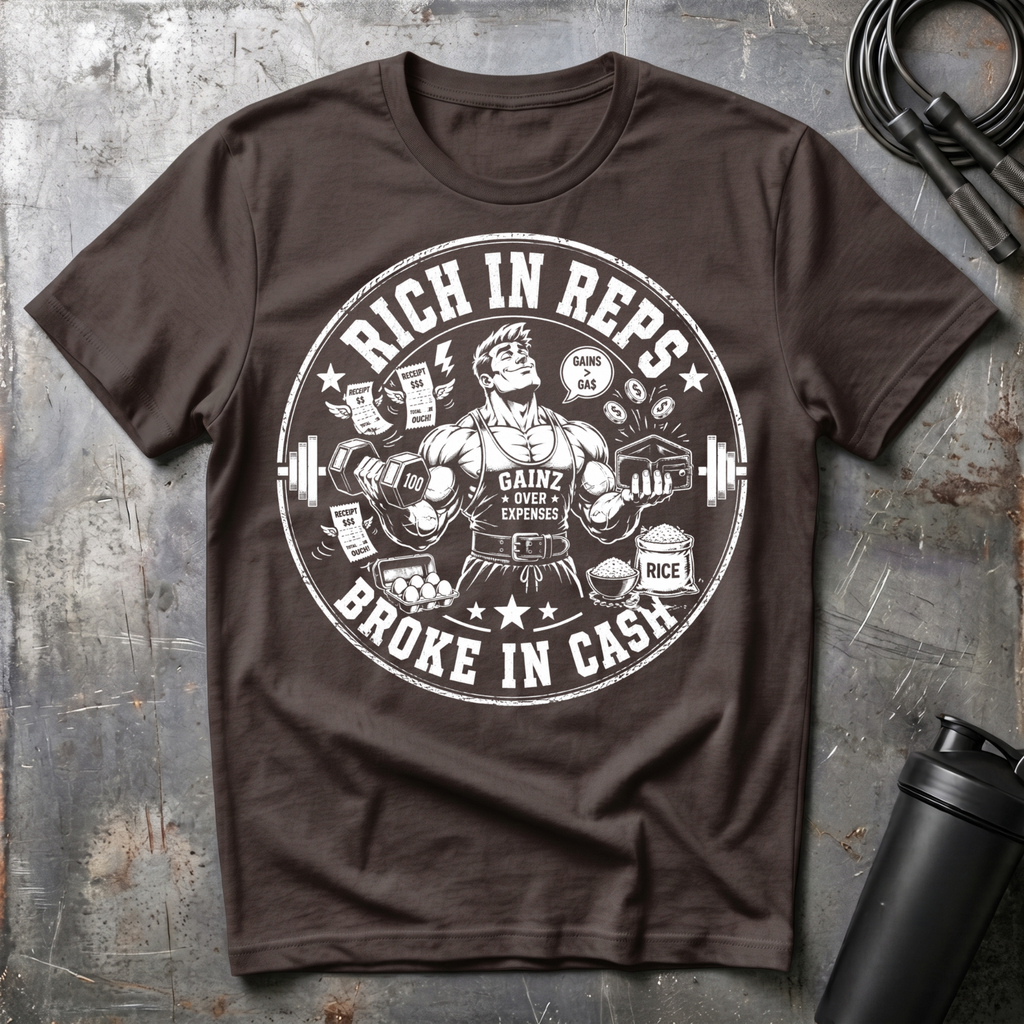 RICH IN REPS BROKE IN CASH T-Shirt