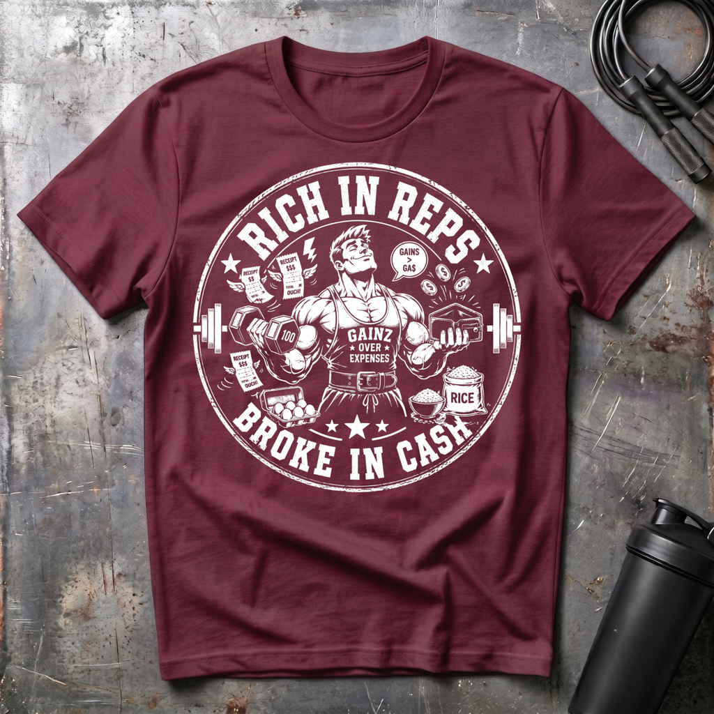 RICH IN REPS BROKE IN CASH T-Shirt
