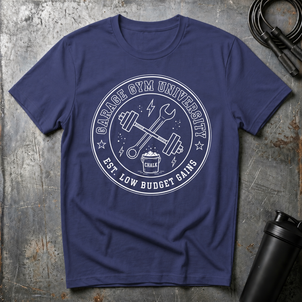 GARAGE GYM UNIVERSITY LOW BUDGET GAINST-Shirt