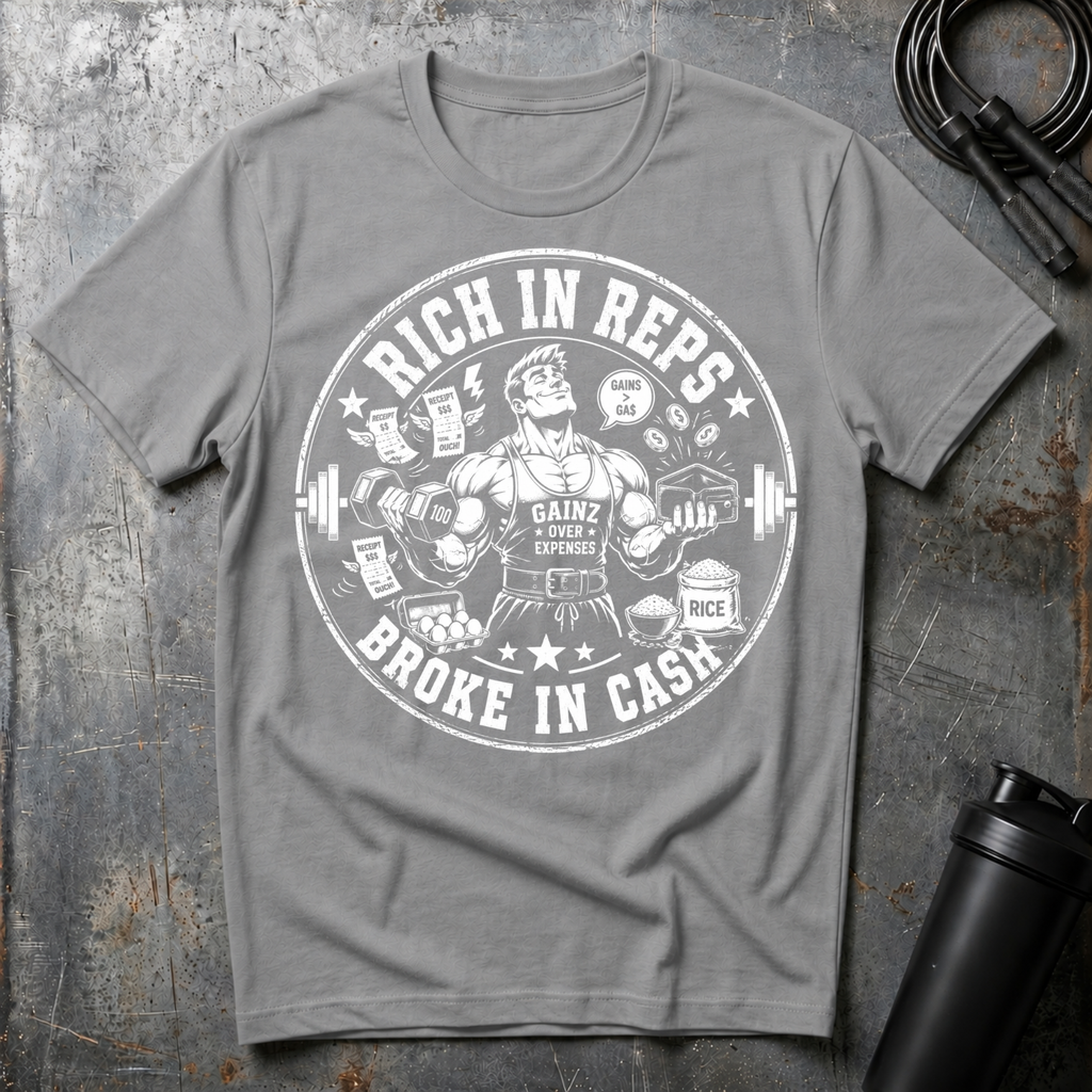 RICH IN REPS BROKE IN CASH T-Shirt