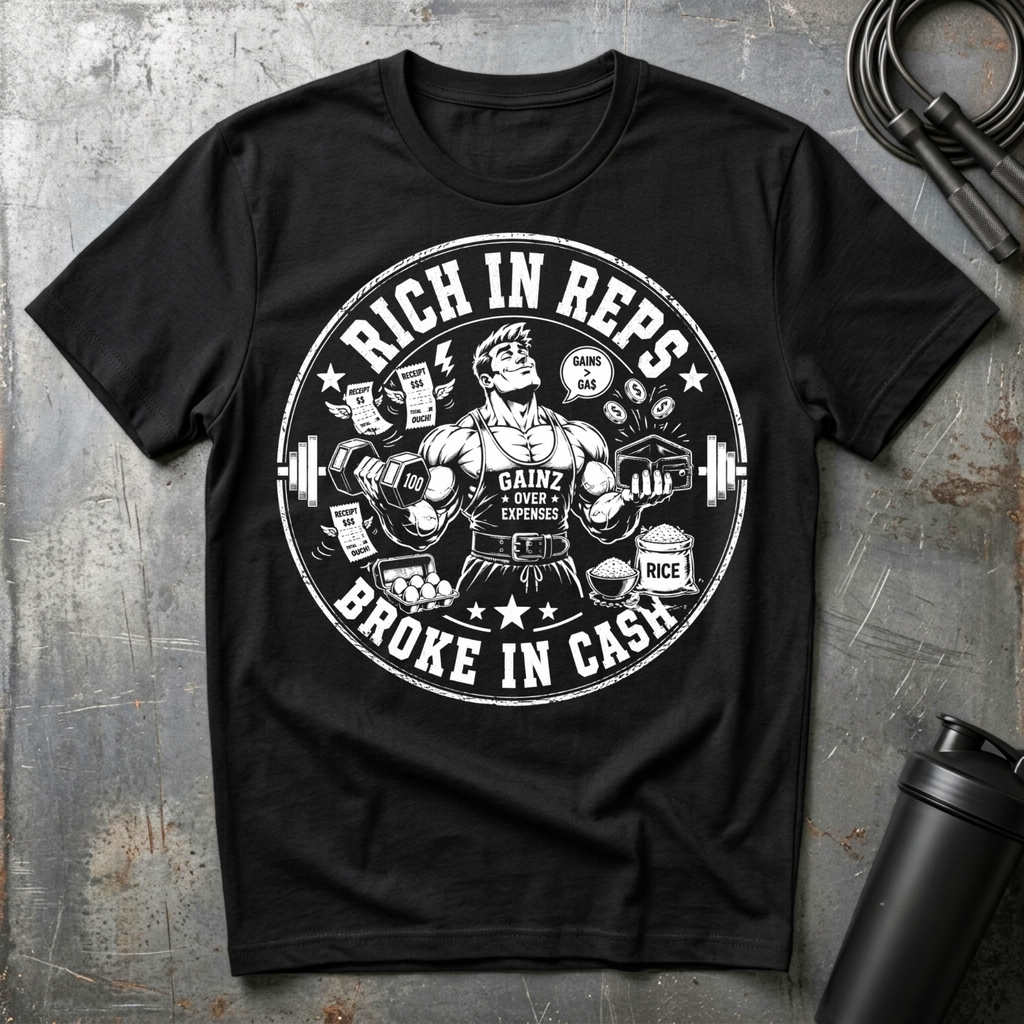 RICH IN REPS BROKE IN CASH T-Shirt