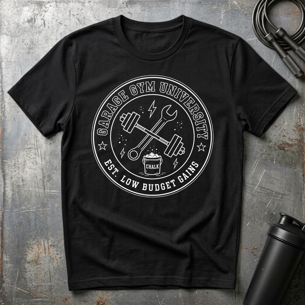 GARAGE GYM UNIVERSITY LOW BUDGET GAINST-Shirt