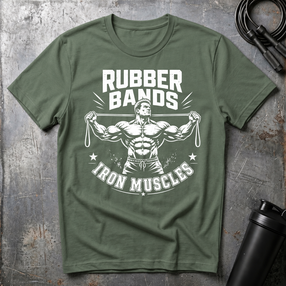 RUBBER BANDS IRON MUSCLES T-Shirt