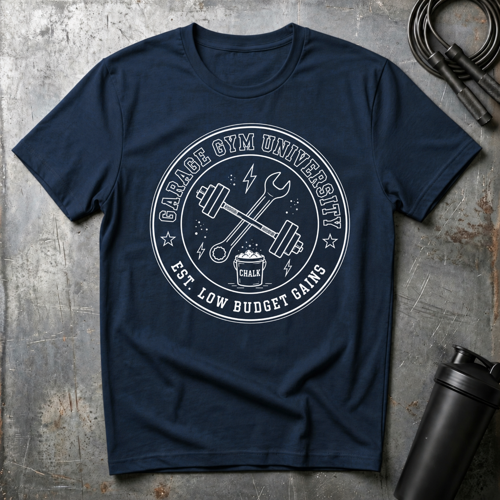 GARAGE GYM UNIVERSITY LOW BUDGET GAINST-Shirt