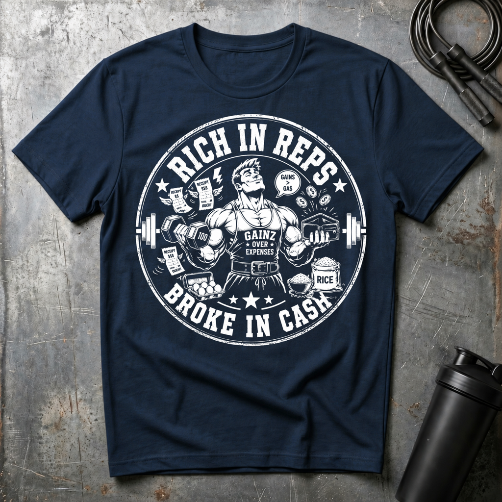 RICH IN REPS BROKE IN CASH T-Shirt